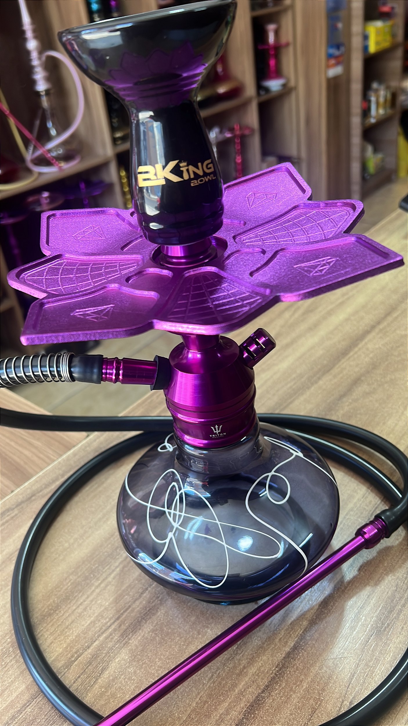 KIT NARGUILE TRITON ZIP COMPLETO - ROXO C/ PRETO - Tabacaria Premium