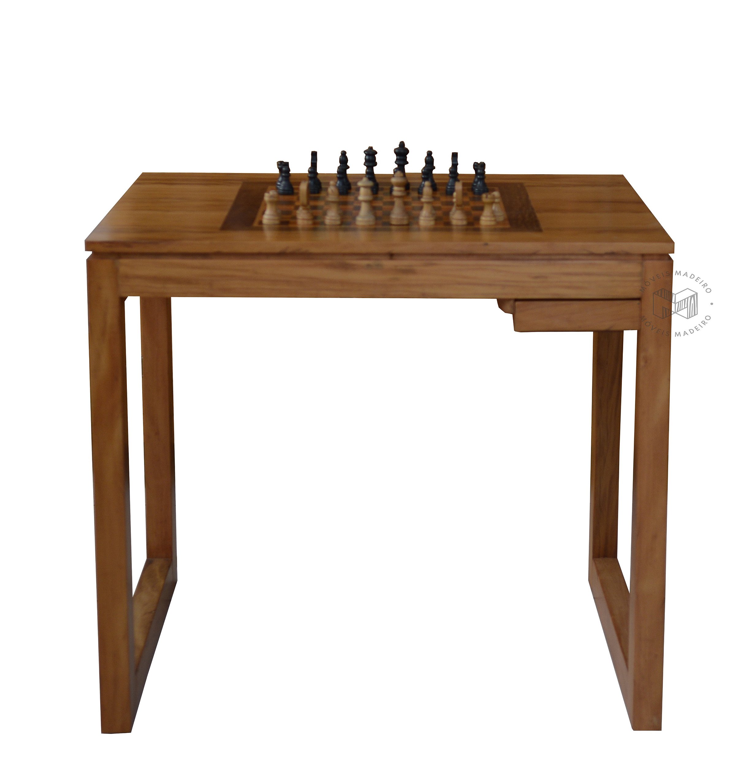 Jogo de xadrez produzido em madeira, medidas do tabulei