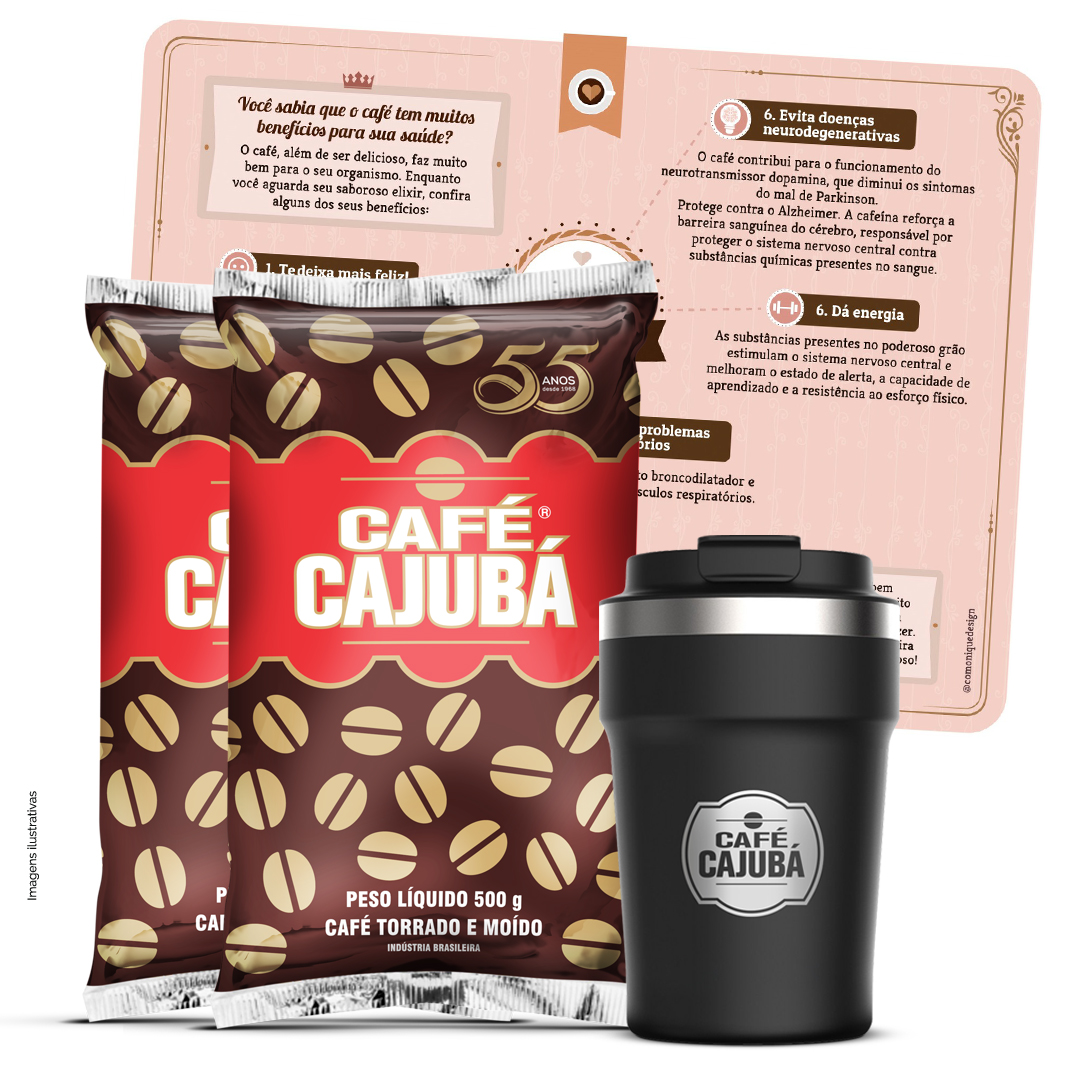Kit 2 Cajubá 500g + 1 Copo Térmico 380ml + 1 Forro Americano - Loja Café  Cajubá | Para todo o Brasil