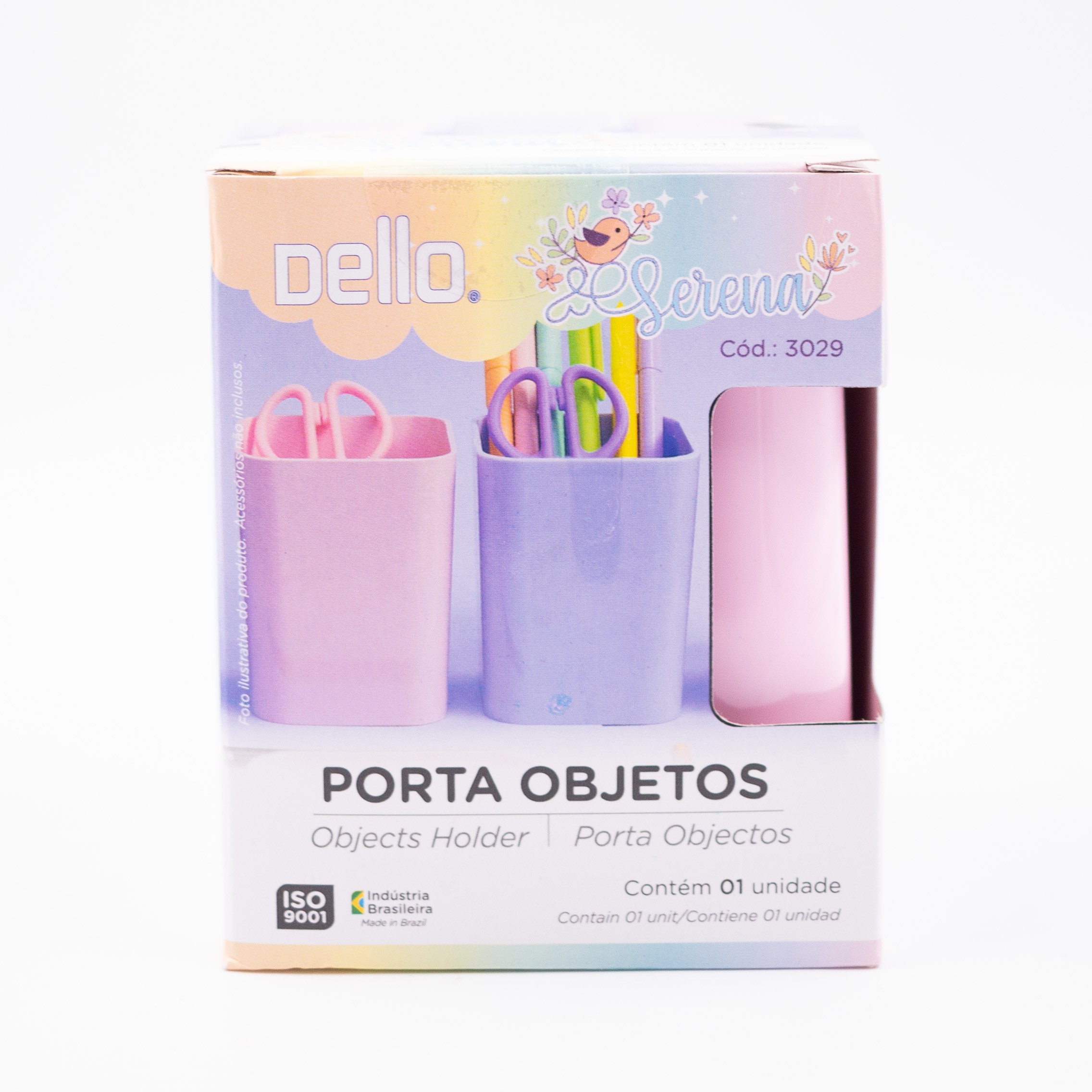 Porta Objetos Serena com 3 Divisórias Rosa Pastel - Mundo do Estudante