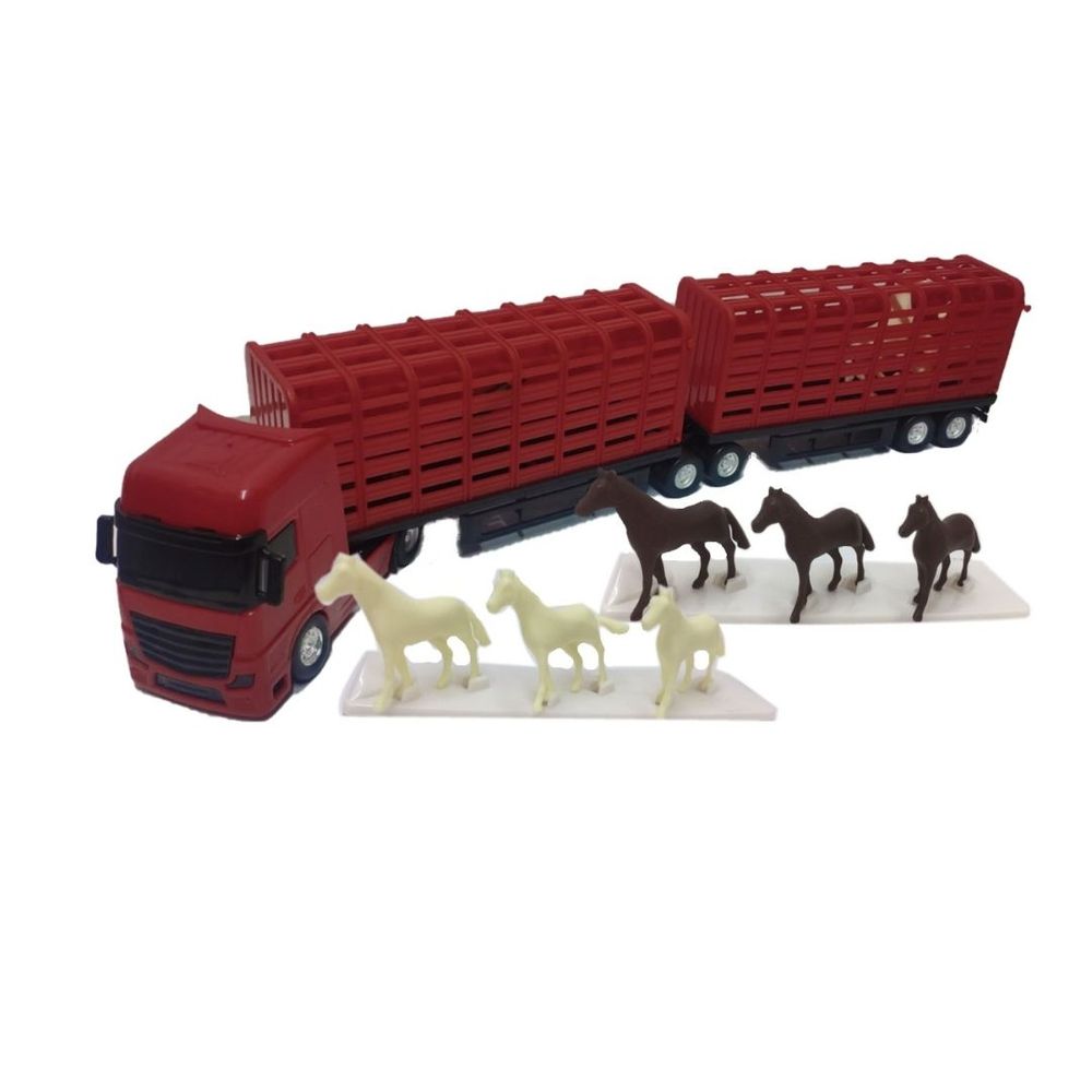 Caminhao Haras Carreta Bitrem Petroleum C/ Cavalo 1/43- Roma