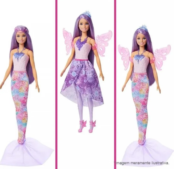 Boneca Barbie Looks Fada e Sereia JCP74 - Mattel - Happily Brinquedos
