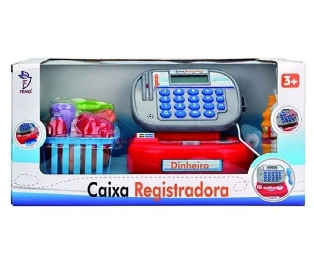 Caixa Registradora Azul/Vermelha RC-394 - Fênix - Happily Brinquedos