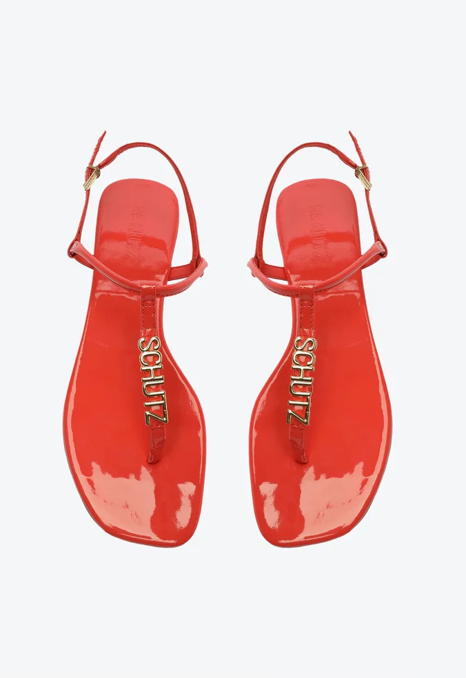 SCHUTZ SAND LIA RASTEIRA CRYSTAL SCHUTZ LOGO VERMELHA Conceito