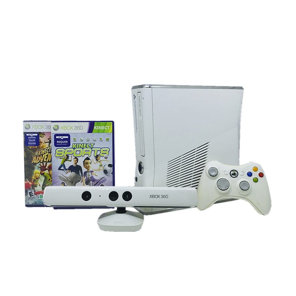 Console Xbox 360 Slim 4gb + 2 Controles E 3 Jogos - Usado