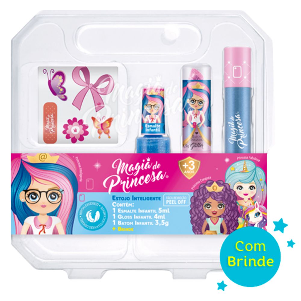 Mala Kit Maquiagem Infantil Barbie Batom Sombra Esmalte