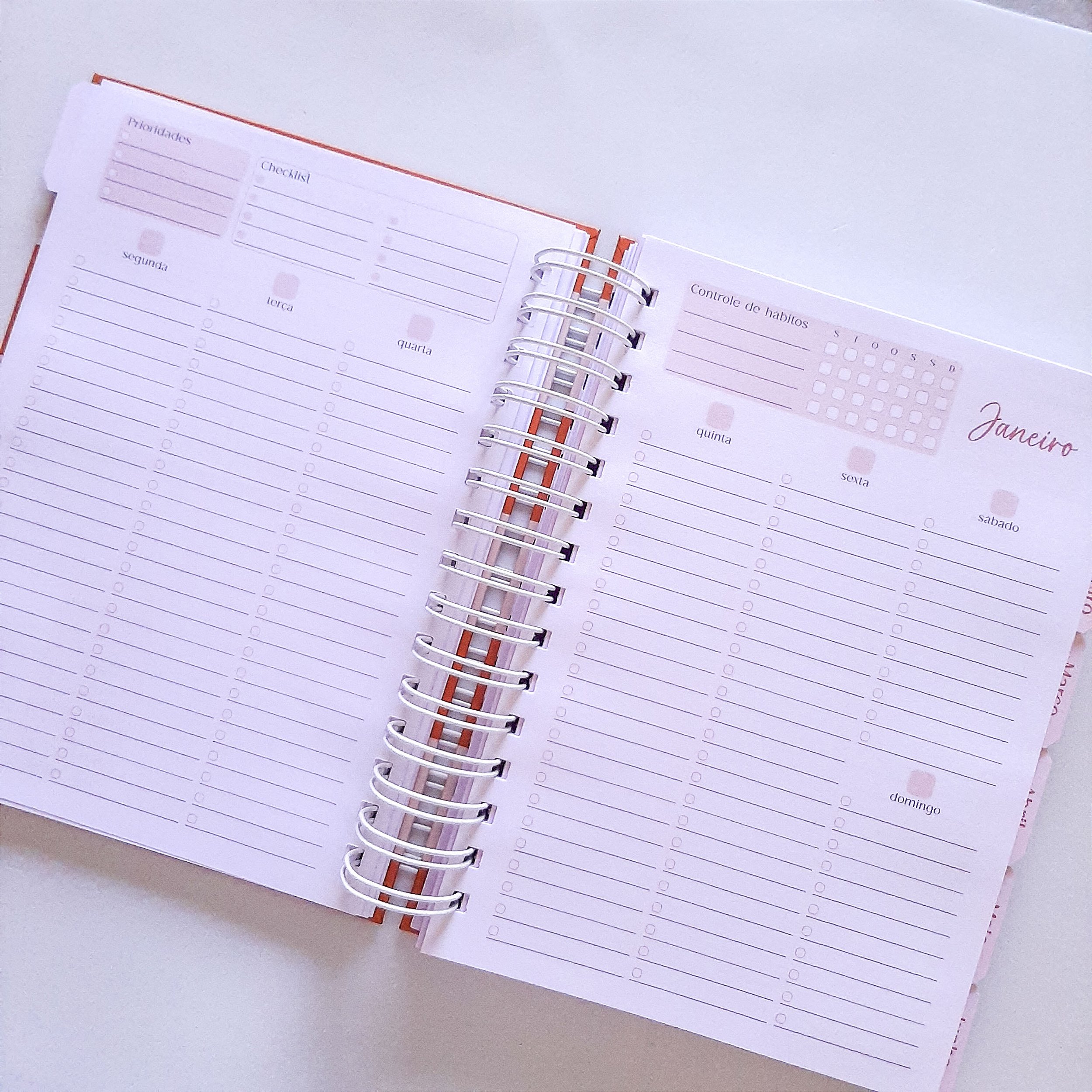 Planner Personalizado - Permanente Floral Marrom - Gileade Encadernação ...