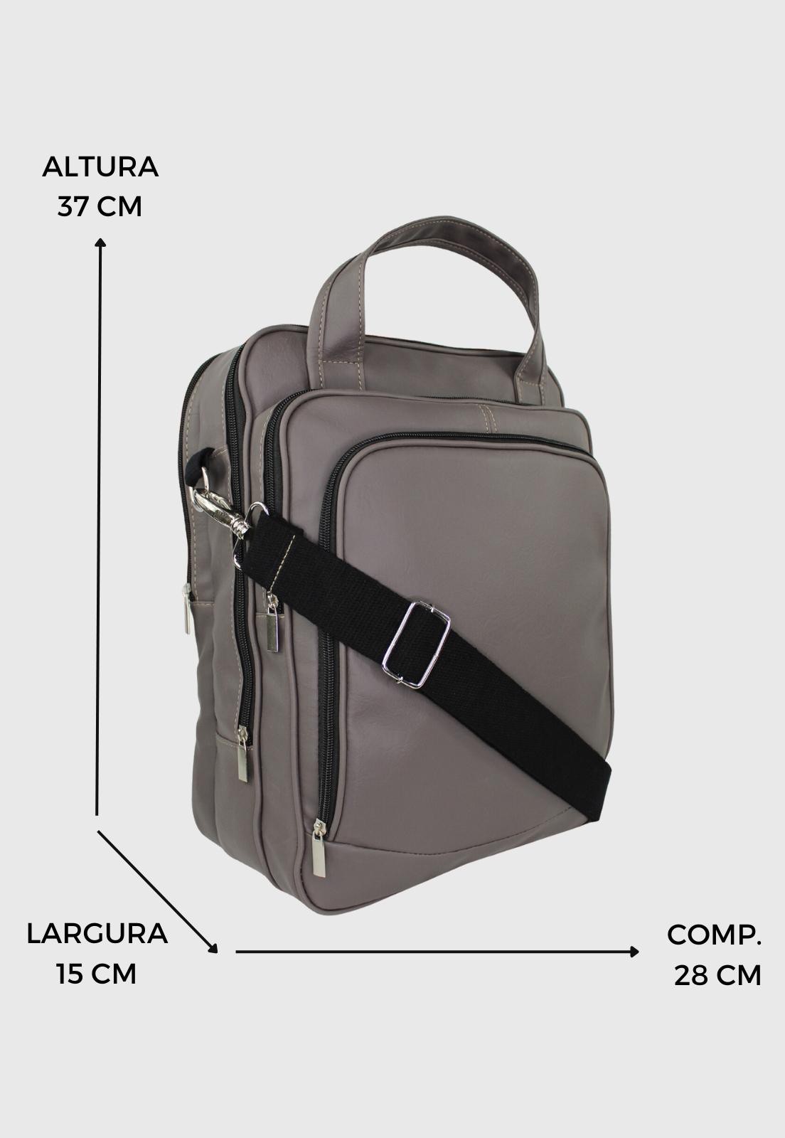 Bolsa Mochila Pasta Transversal Material Sintético Cinza A001