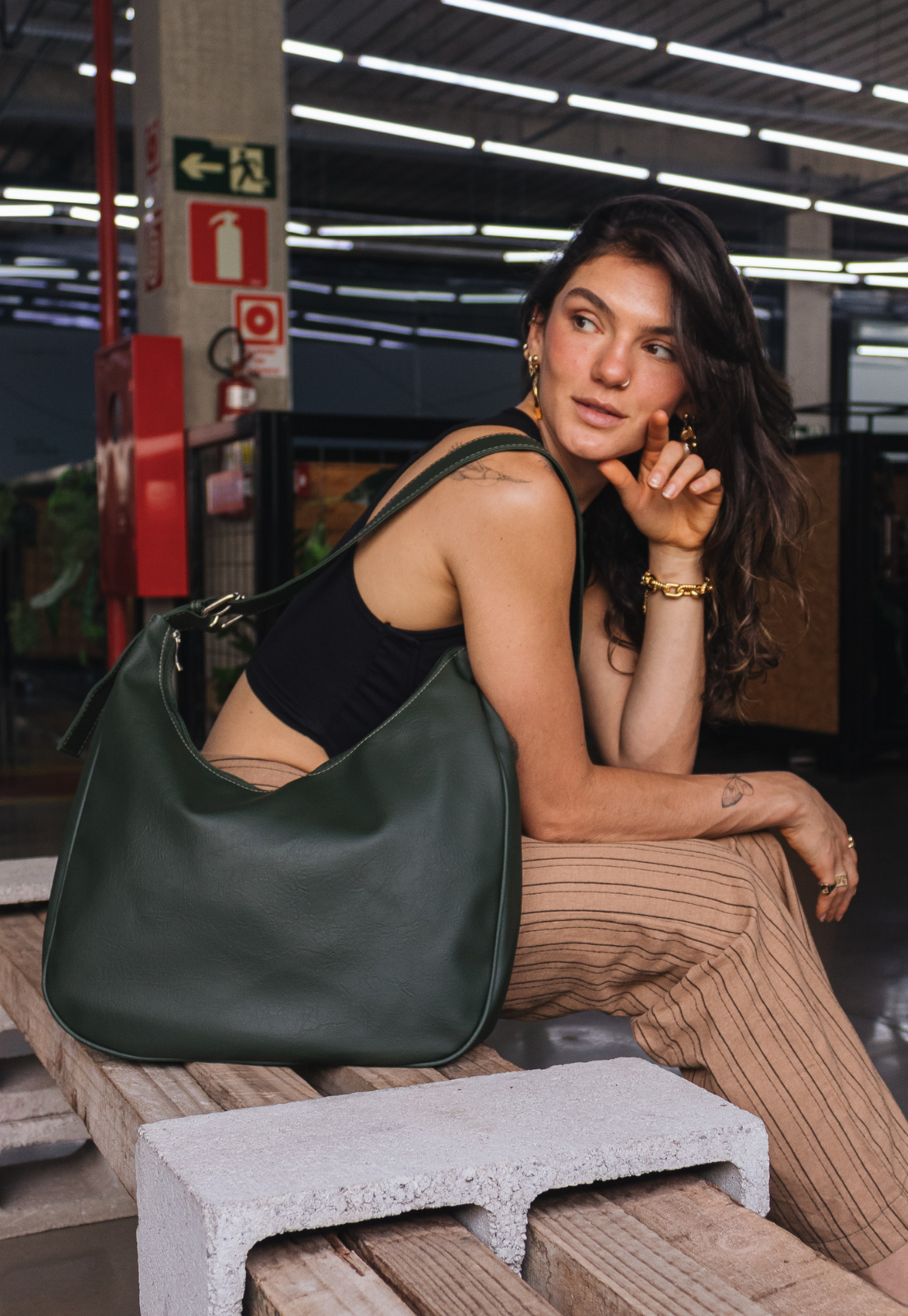 Hobo Bag Bolsa Transversal Tamanho Grande Casual Verde LE11
