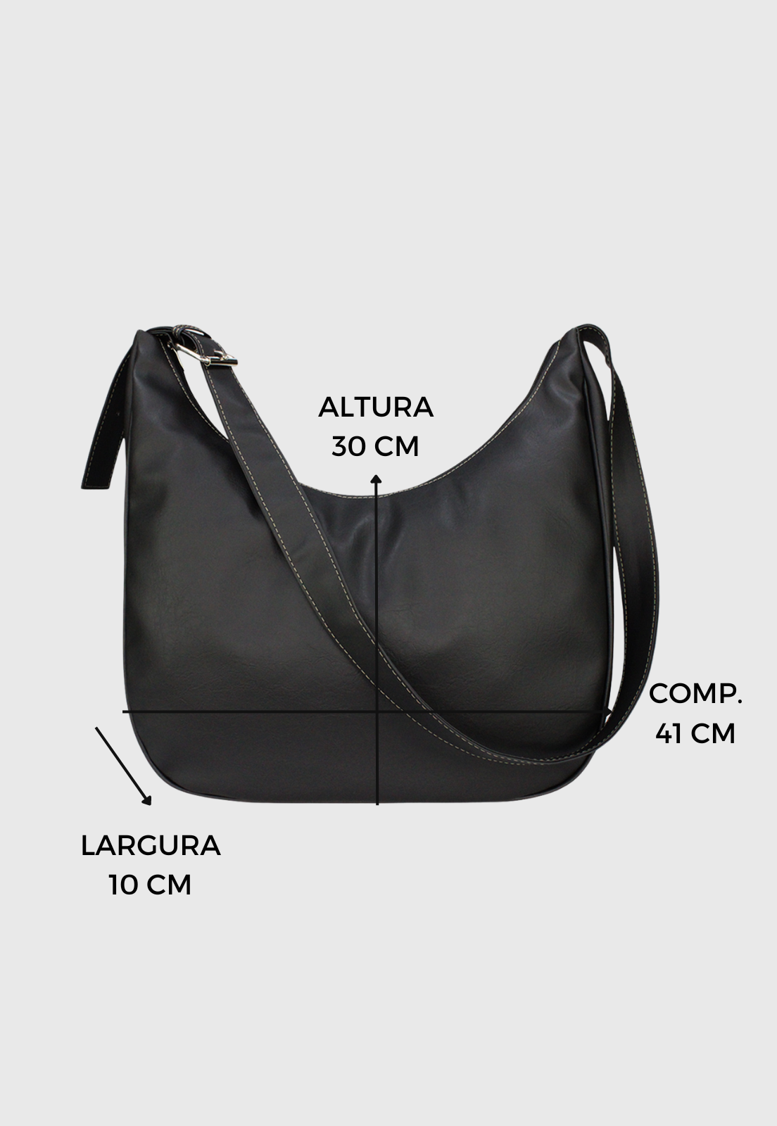 Hobo Bag Bolsa Transversal Tamanho Grande Casual Preta LE11