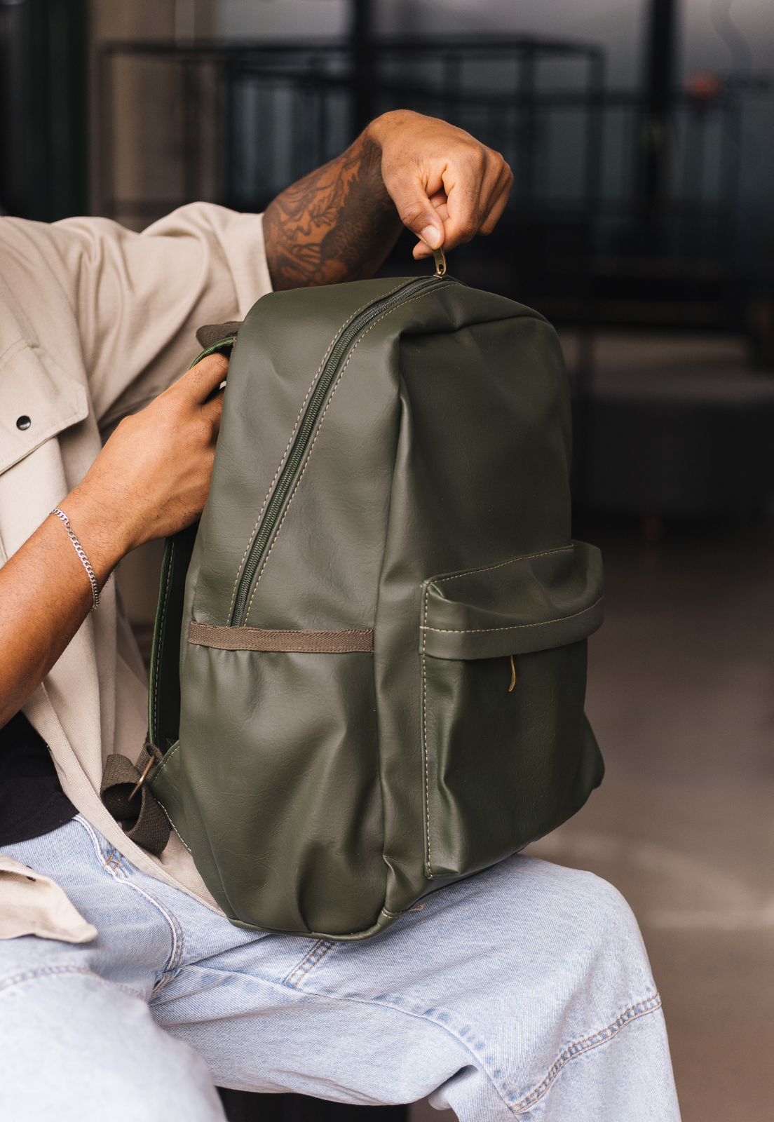 Lenna's Mochila Executiva Básica Masculina Feminina Verde LE12