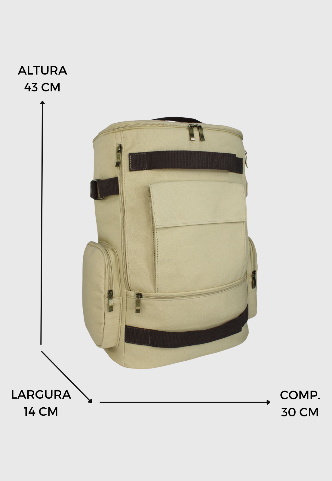 Lenna's Mochila de Lona Grande Masculina Feminina Bege LE13