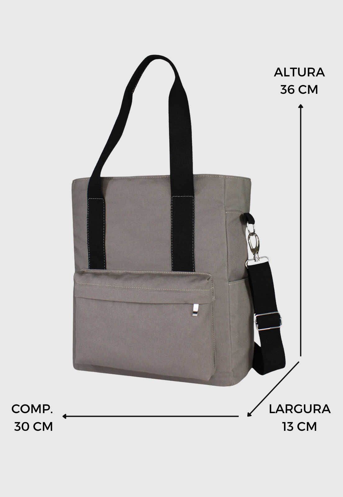 Lenna's Bolsa Transversal e de Ombro Tote Bag de Lona Cinza A025
