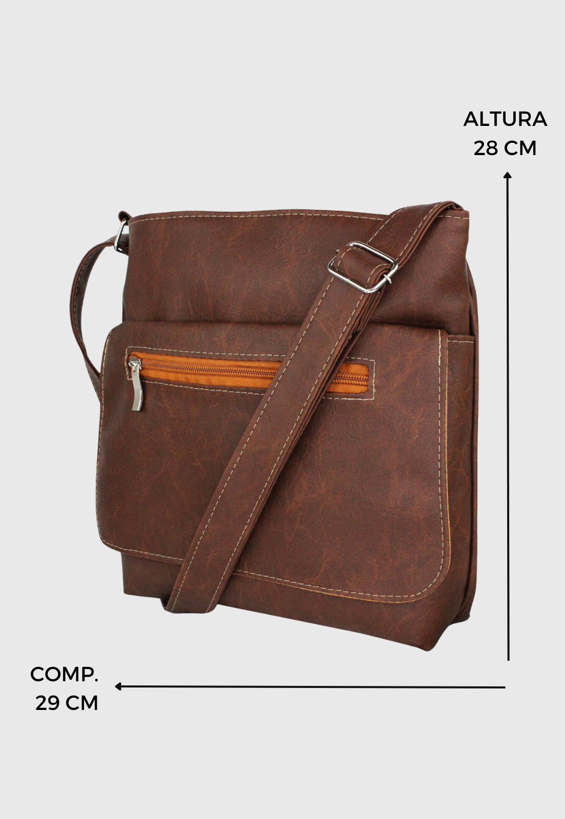 Bolsa Transversal Lenna's Básica Material Sintético Caramelo L007