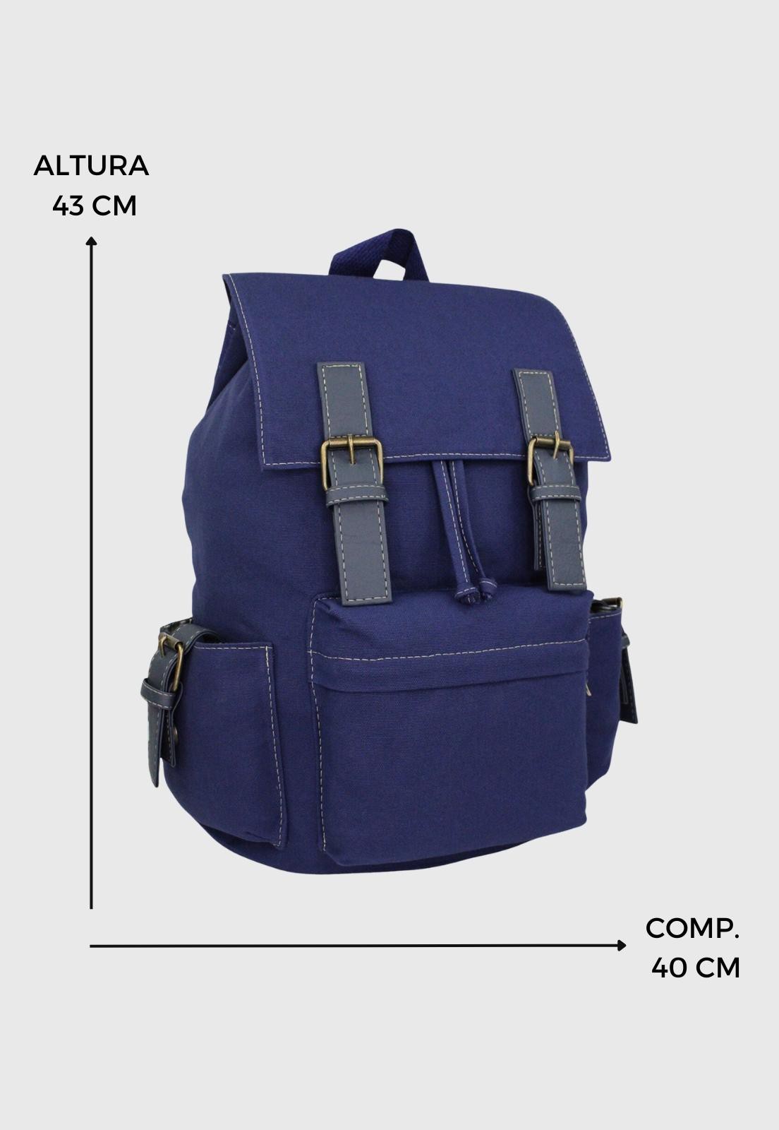 Mochila Vintage Grande Lona Azul L085 - Lenna's: Pastas, Mochilas