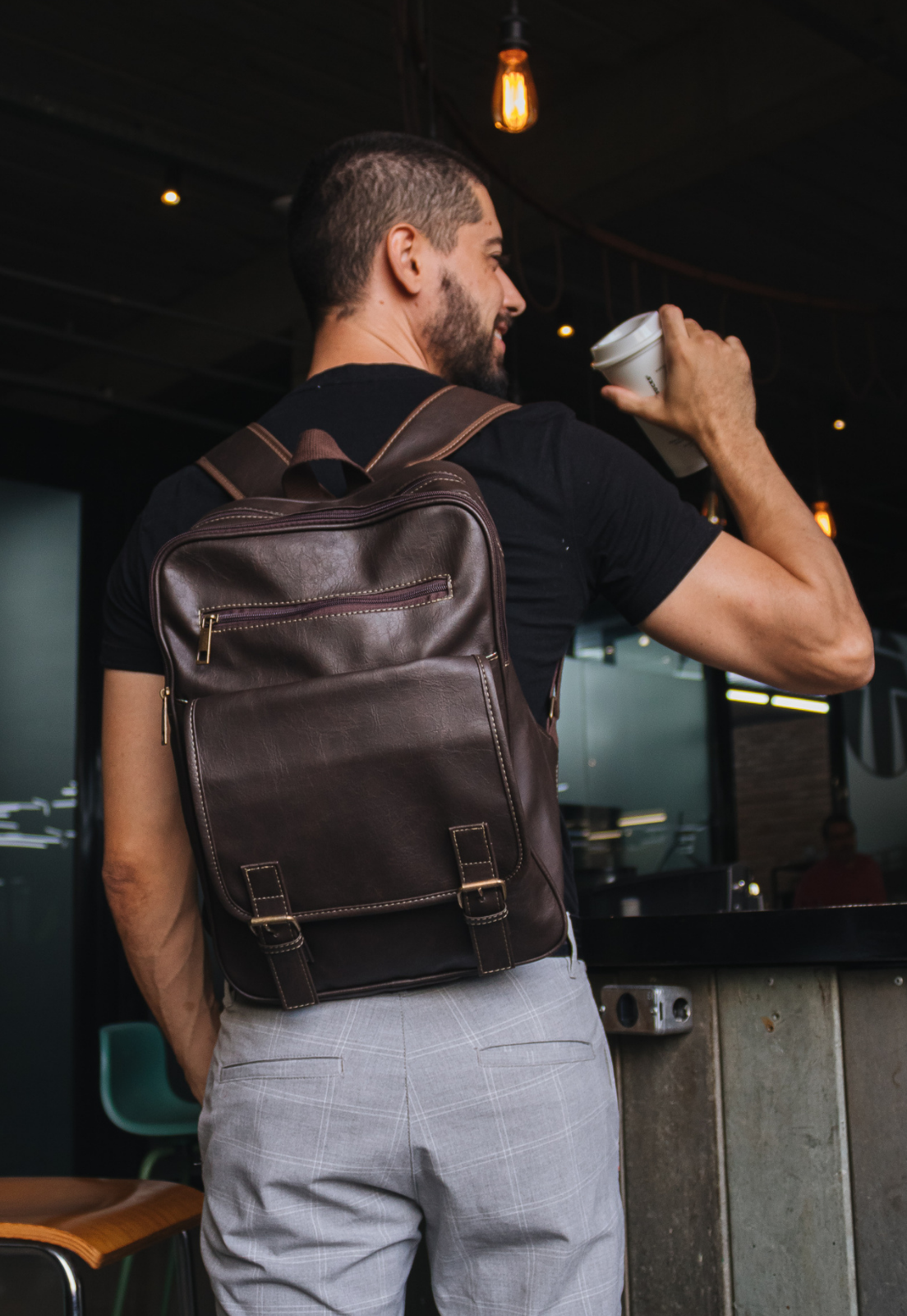 Mochila Executiva Vintage Masculina Feminina Marrom LE03 - Lenna's
