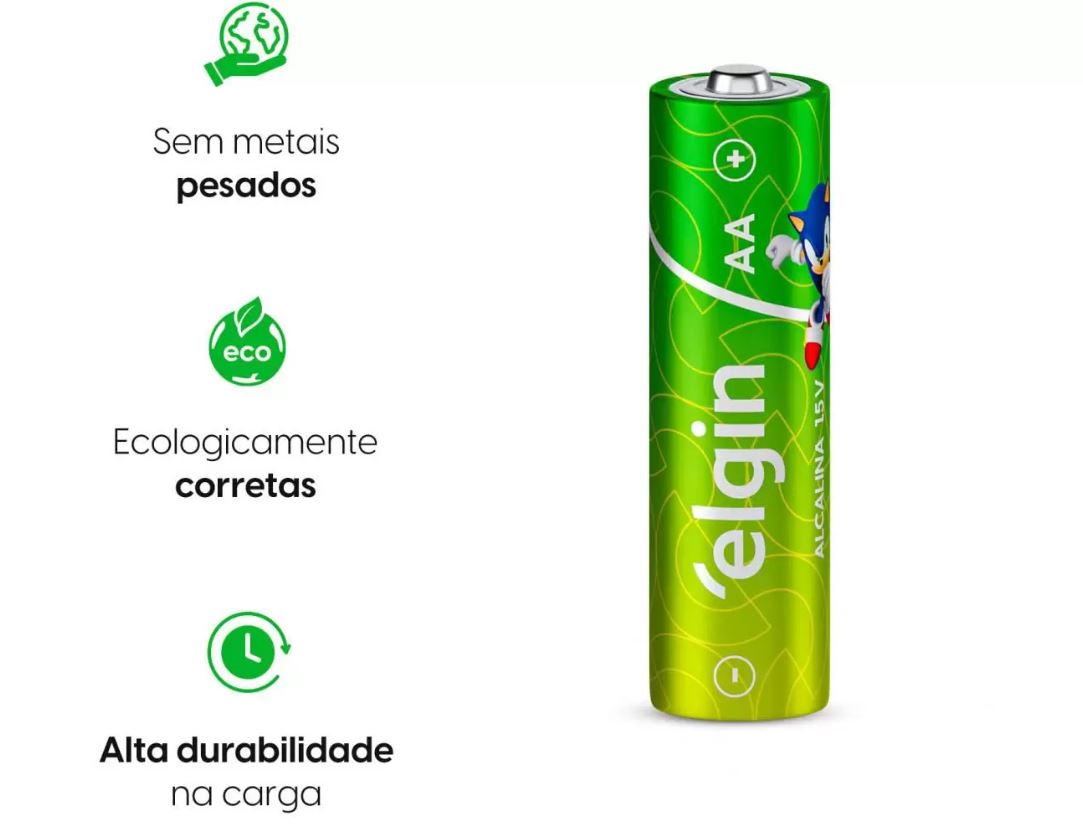 Pilha Alcalina AA C/4 Unidades Tamanho Comum - Elgin - Cirúrgica ...
