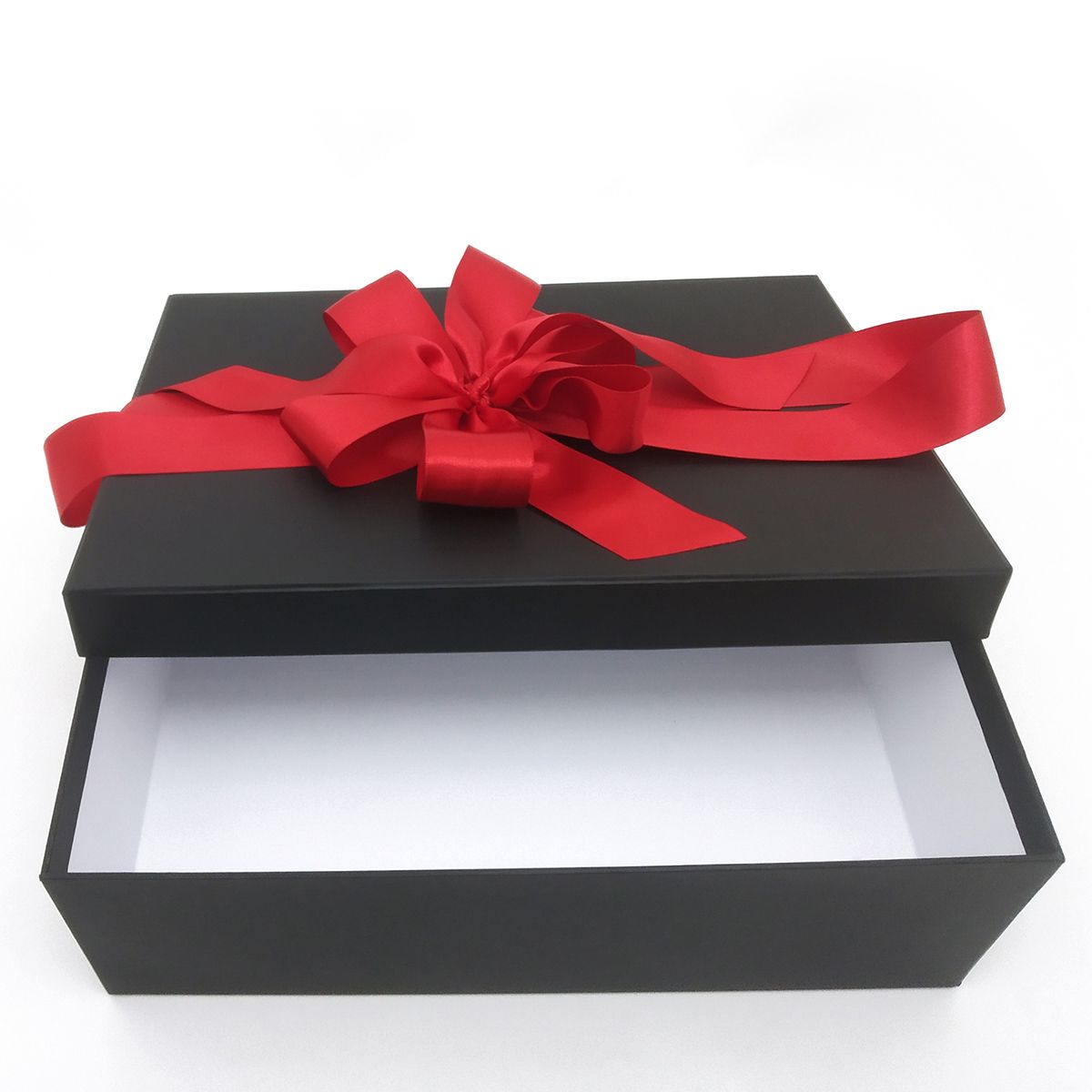 Caixa de Presente 25x30x15 Cartonada Preta com Laço Vermelho - CraftImbui