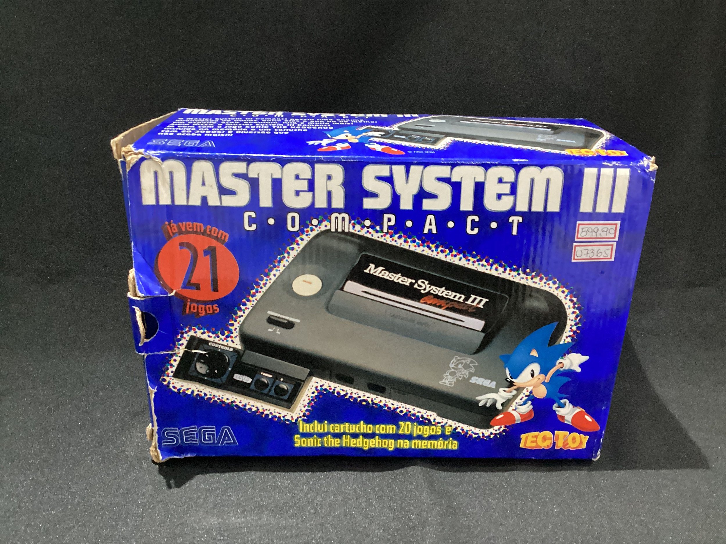 Vídeo Game Master System 3 compact com jogo Sonic na memória