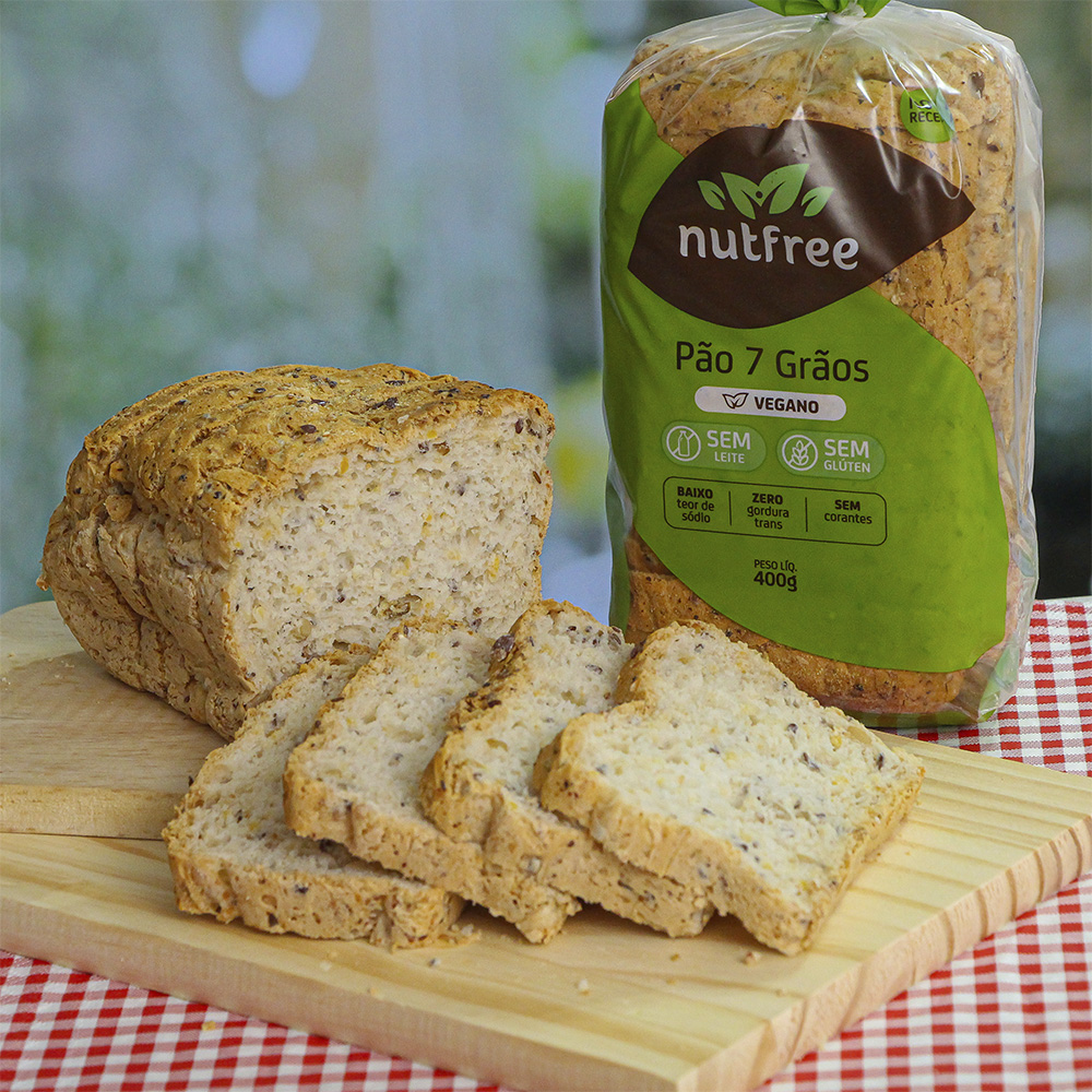 Pão 7 grãos - Vegano - Nutfree Alimentos Saudáveis Sem glúten, Sem ...