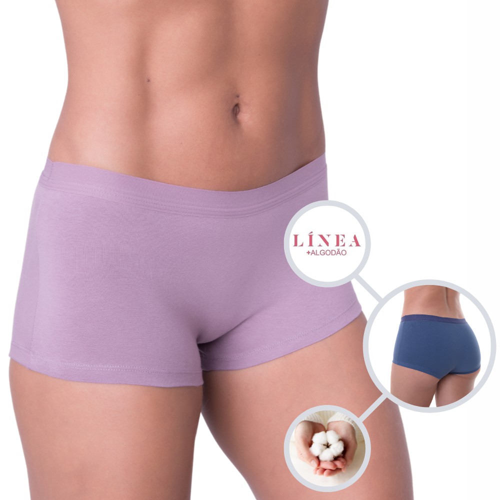 Calcinha Cueca boxer - Línea +Algodão - Calcinhas de algodão cuecas  femininas