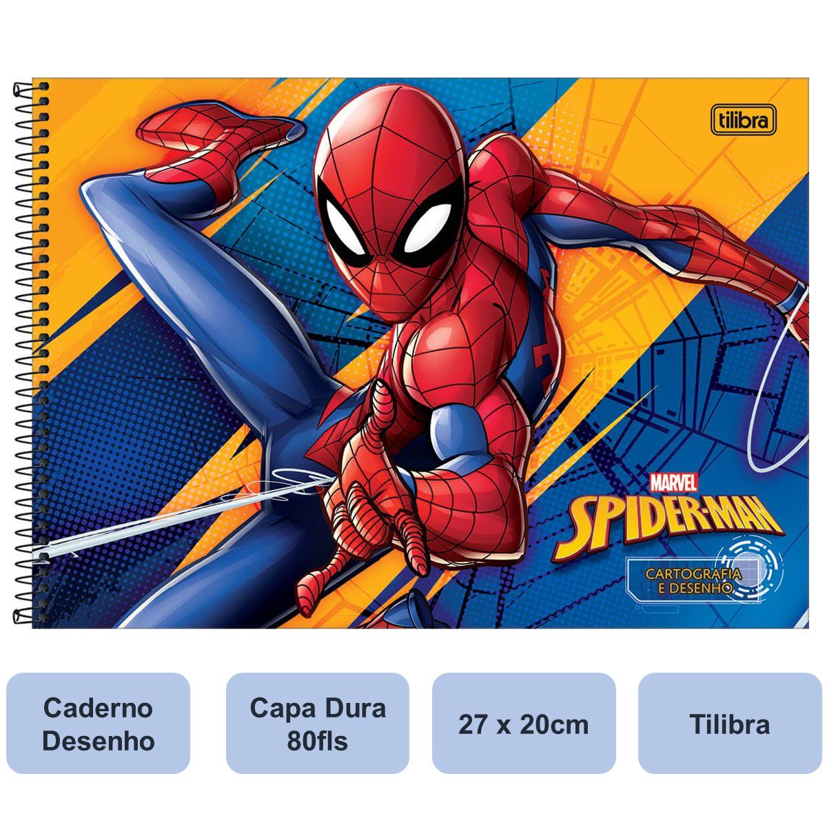 Caderno de Desenho Spider Man Homem Aranha Capa Dura 2023 80fls Capa 2  Tilibra - Loja Kento - Papelaria, material para escritório e informática.