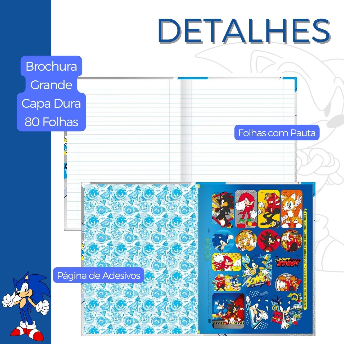 Caderno Brochura 80 folhas Capa Dura Sonic 2025 Tilibra CP1 - Loja