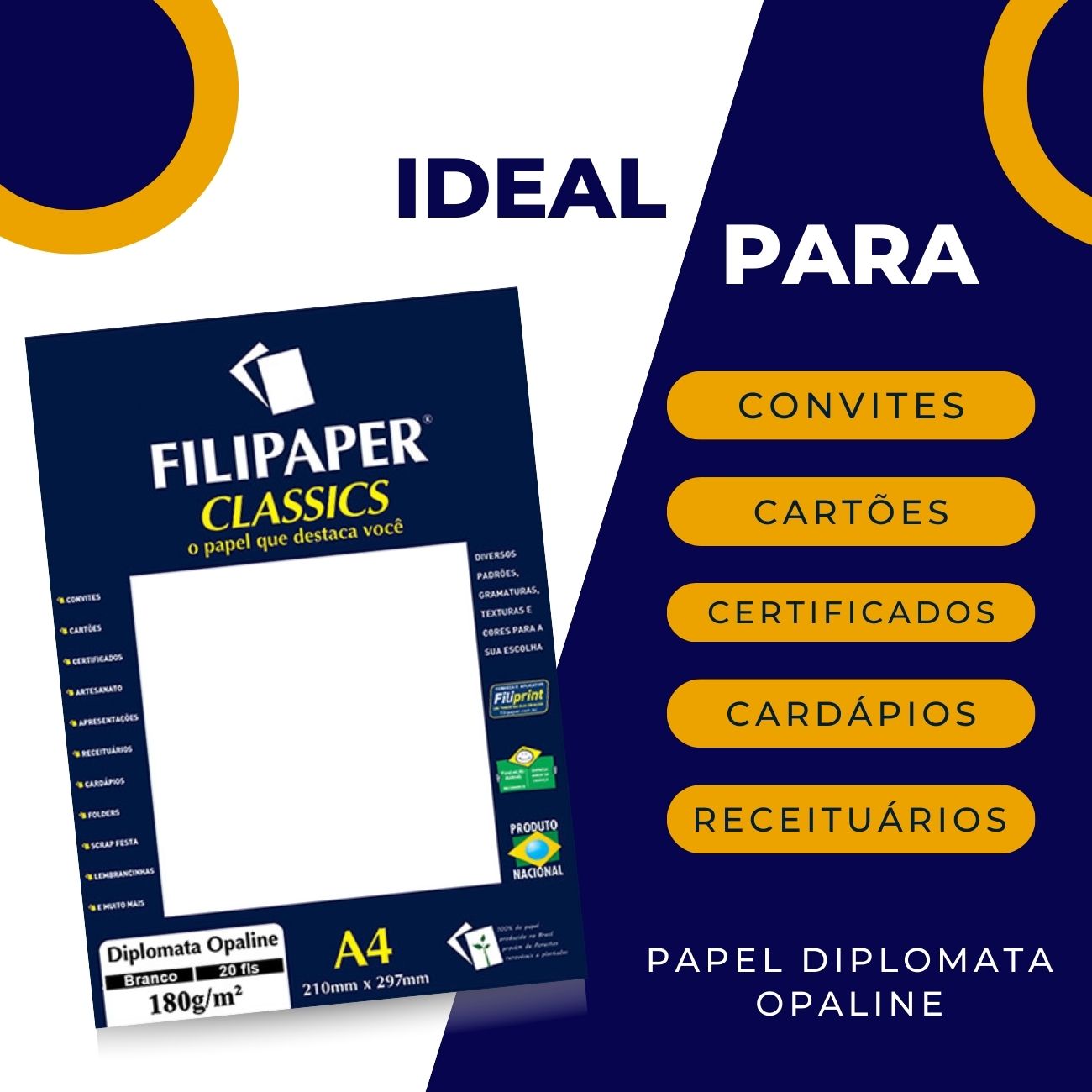 Papel Diplomata Opaline A4 180g Branco – Pacote com 50 Folhas ...