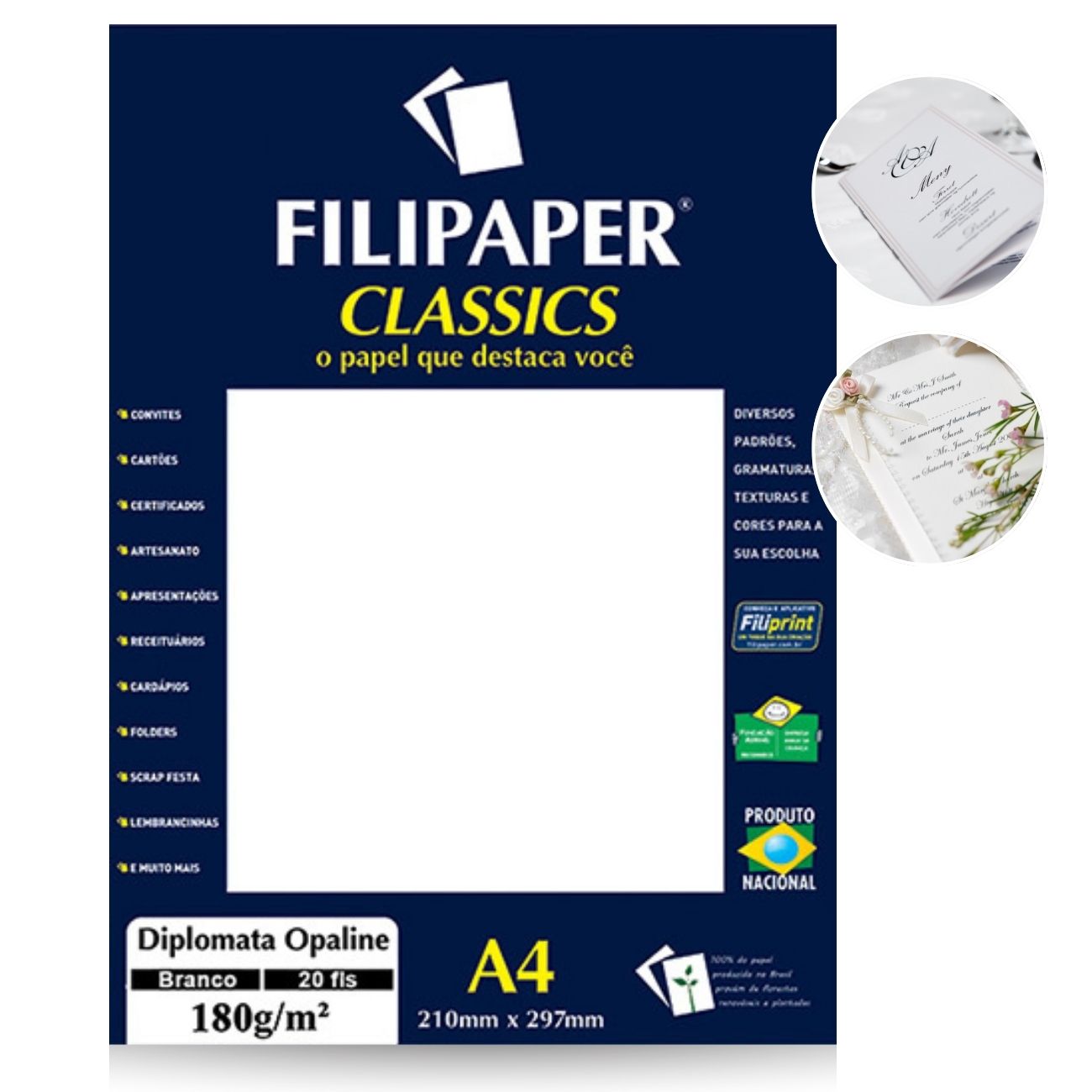 Papel Diplomata Opaline A4 180g Branco – Pacote com 50 Folhas ...