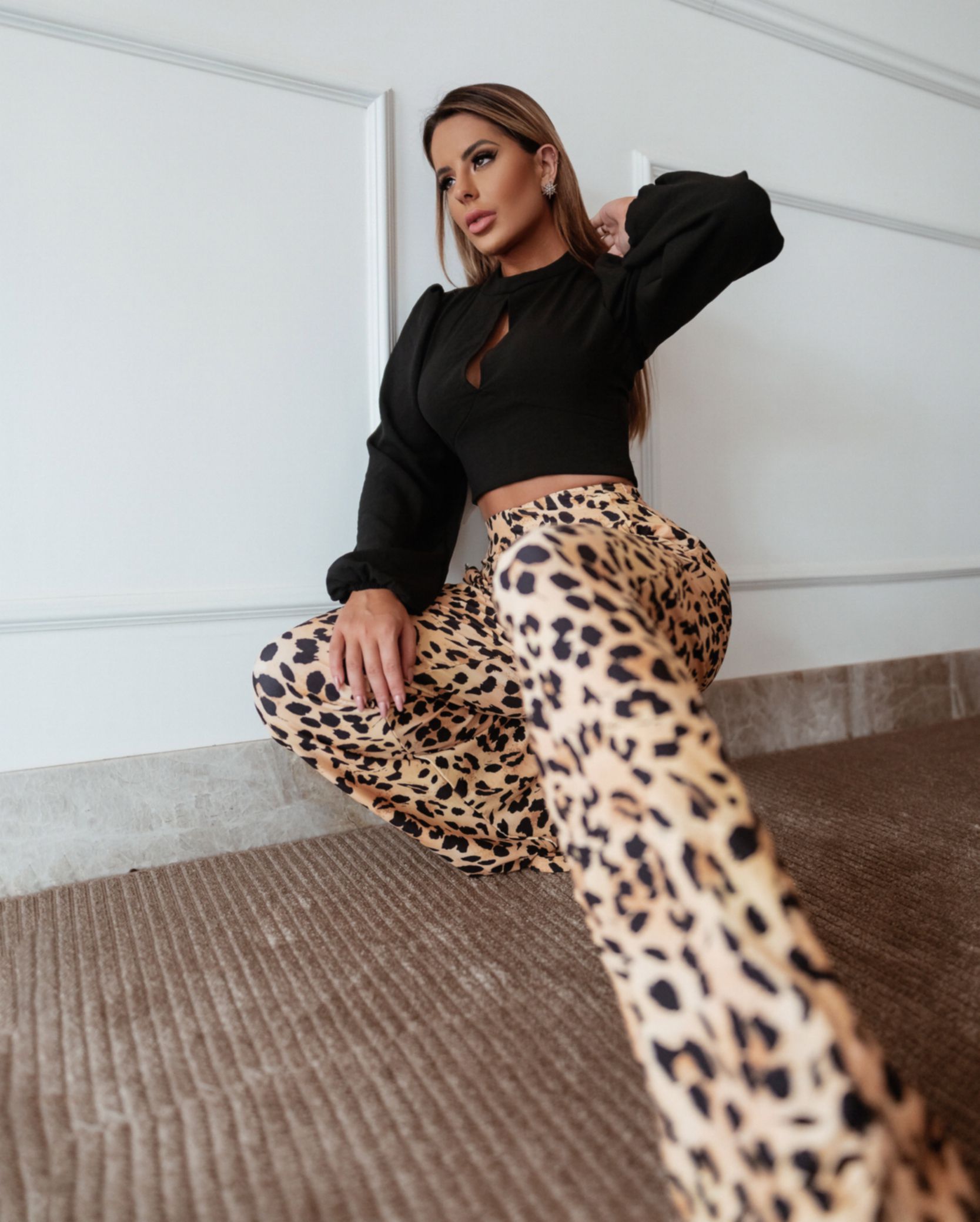 Calça Feminina Pantalona Animal Print Leopardo - Nega Rio - Roupa