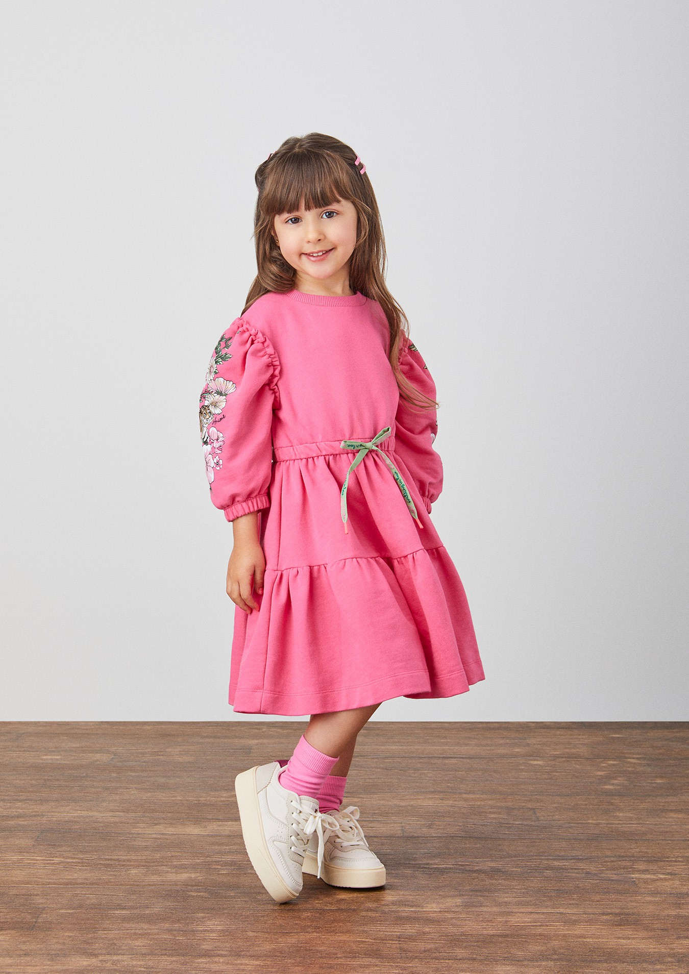 Vestido Infantil Moletom Rosa Anime bambol loja de roupa