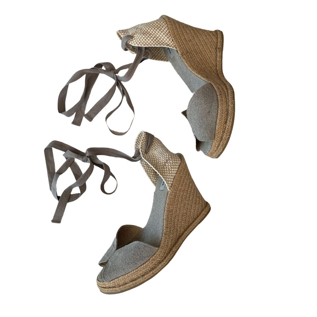 FELIPA Espadrille Anabela cinza com bege tamanho 37 Second Hand Brecho