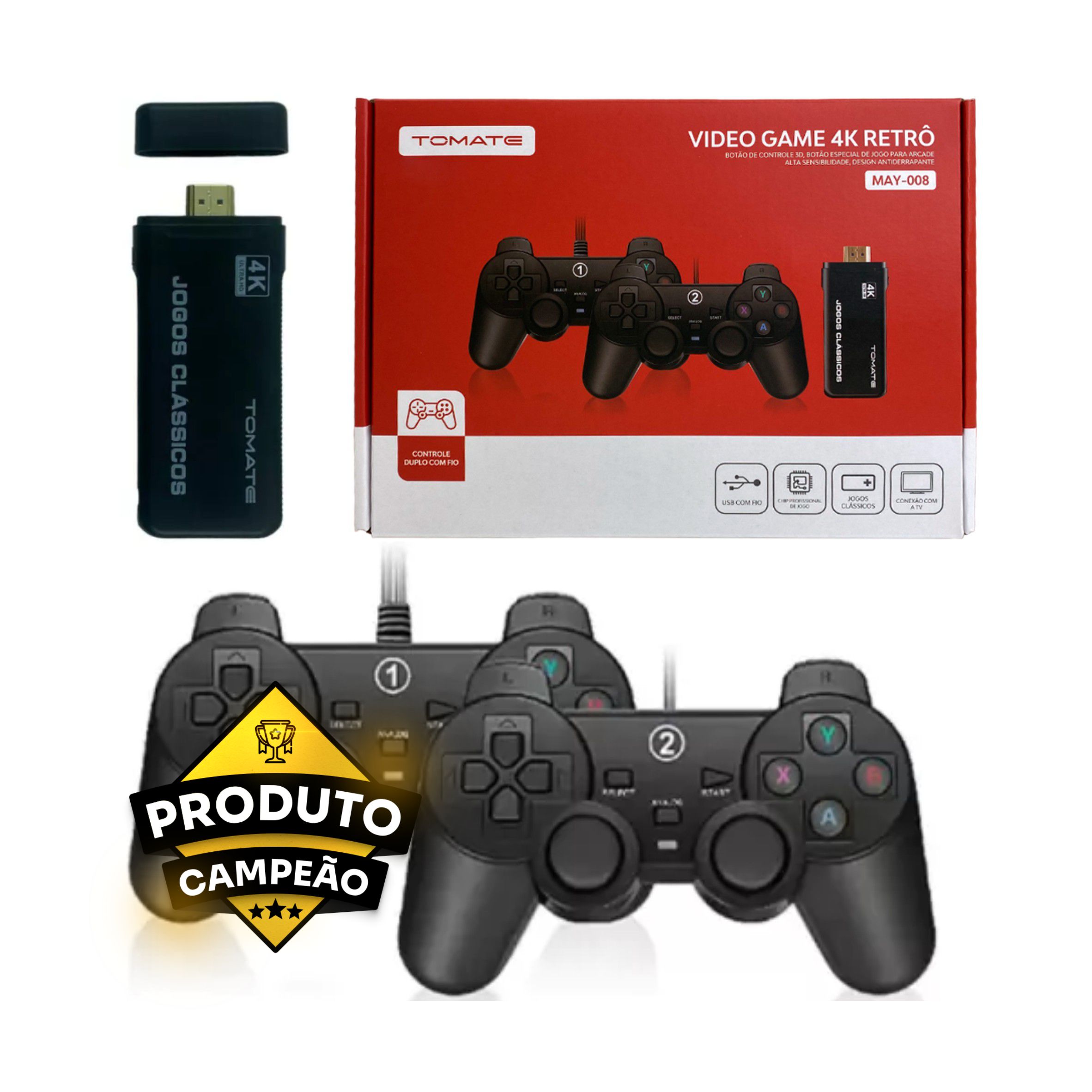 Super Game Stick Retrô - 10.000 Jogos 4K + 2 Controles