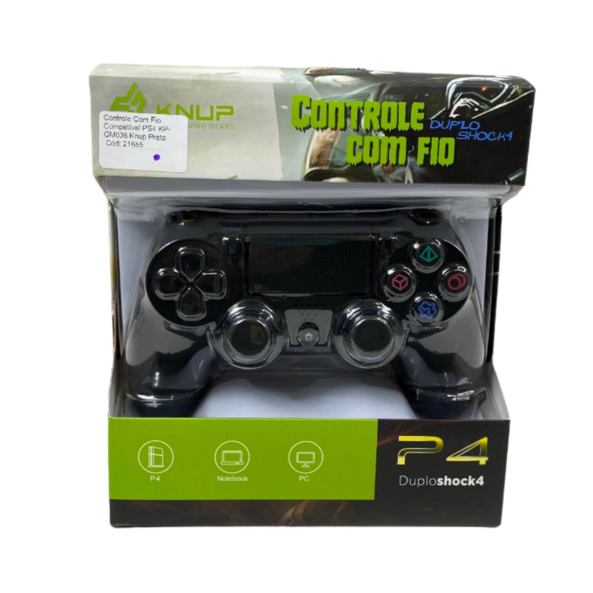 Controle Com Fio Compatível PS4 KP-GM036 Knup Preto - SL Shop - A