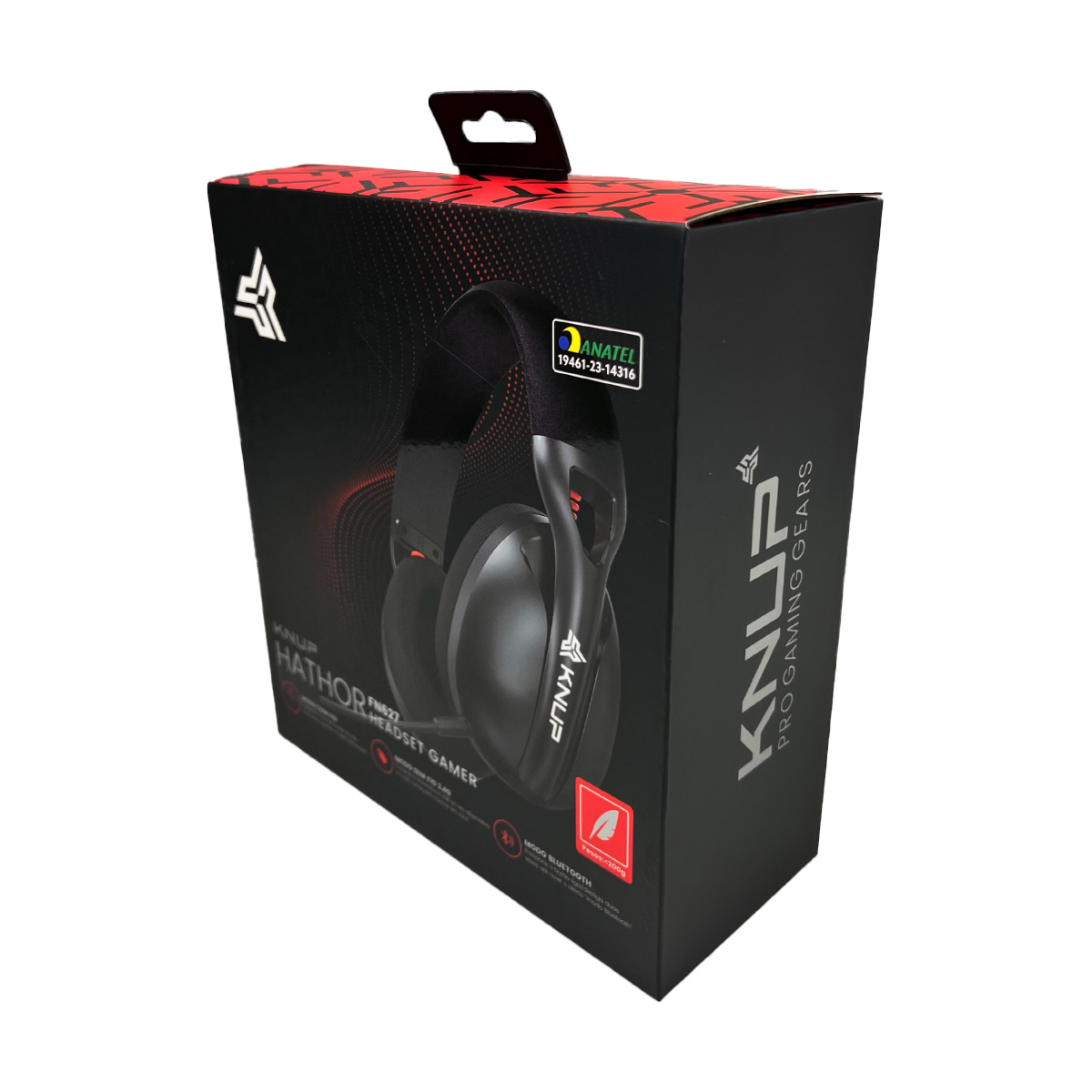 Headset Gamer Sem Fio Wireless Knup Hathor KP-FN627 Preto/Vermelho