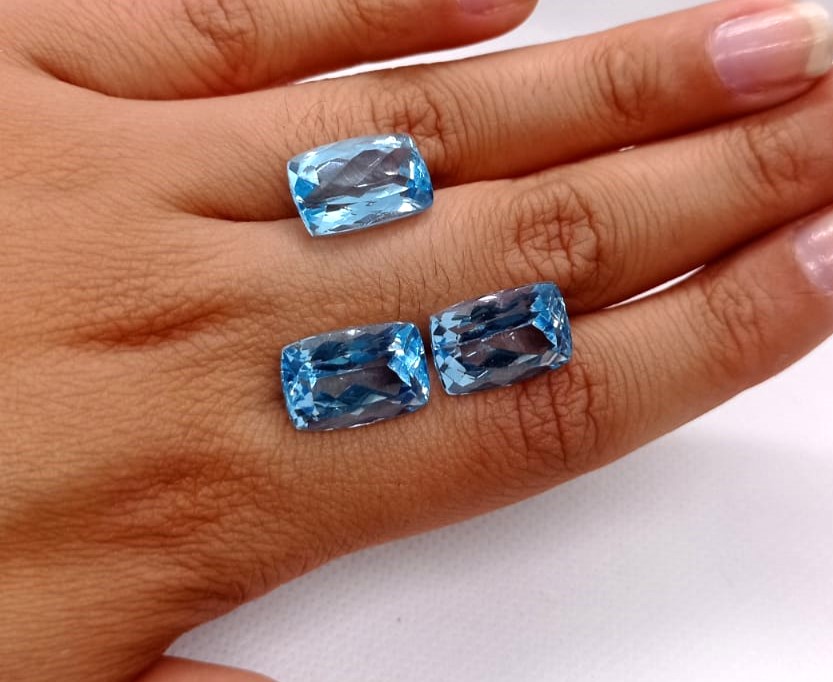 Topázio Azul Natural Retangular Trio - Kenede Pedras - Venda de pedras ...