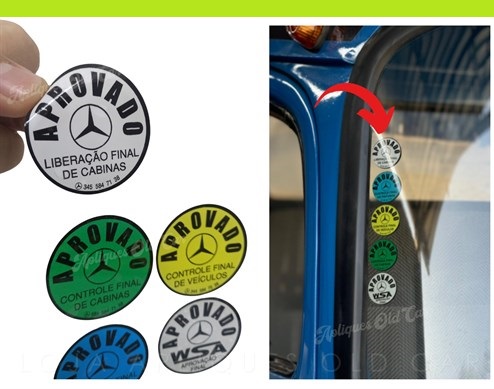 ADESIVOS SELOS CONTROLE DE QUALIDADE APROVADO CAMINHÕES MERCEDES-BENS ...