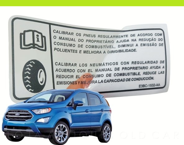 ADESIVO CALIBRAGEM DOS PNEUS FORD ECOSPORT / COLAGEM PARA-BRISA ...