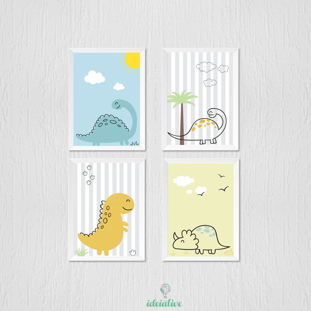 Quadro Infantil Dinossauros - Ideiative: Para quartinhos lindos de