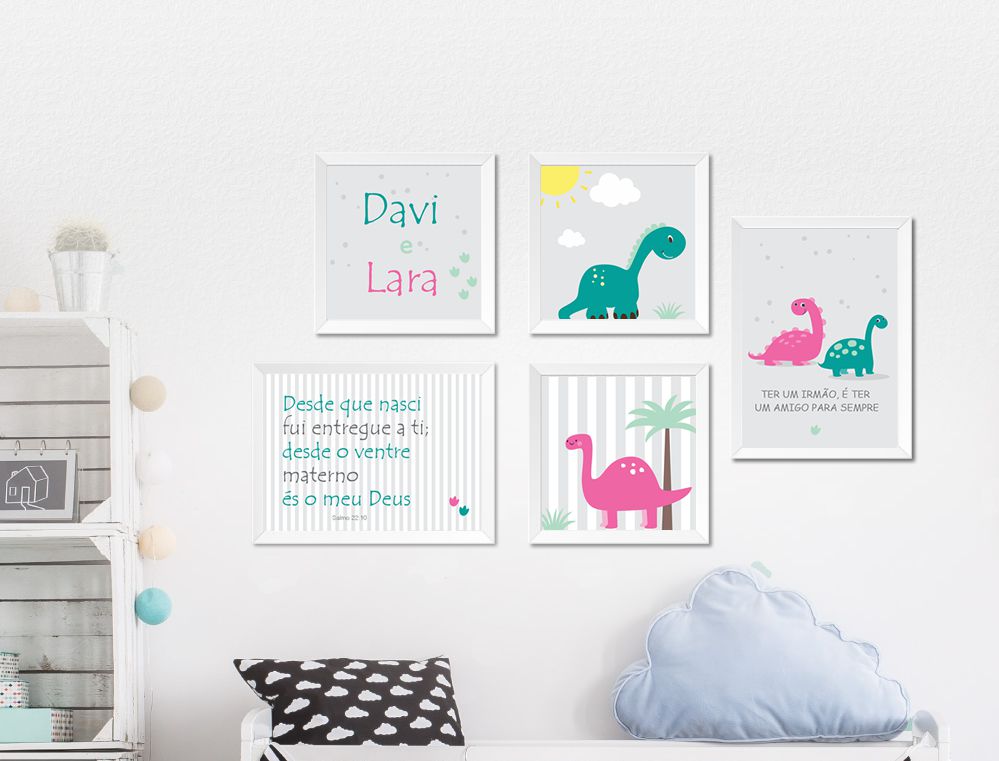 Quadro Infantil Dinossauros - Ideiative: Para quartinhos lindos de