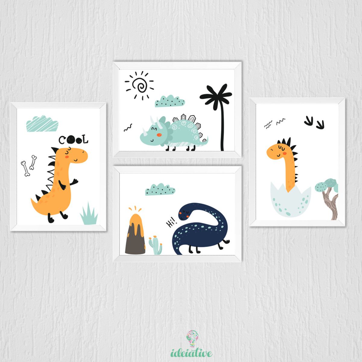 Quadro Decorativo dinossauro Desenho animado infantil dinossauros