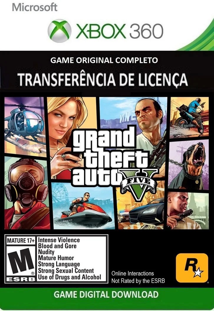 Gta V Mídia Digital Xbox 360, Jogo de Videogame Nunca Usado 82171953