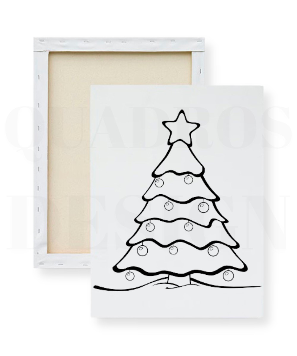 Desenho de árvore de Natal com Papai Noel para pintar