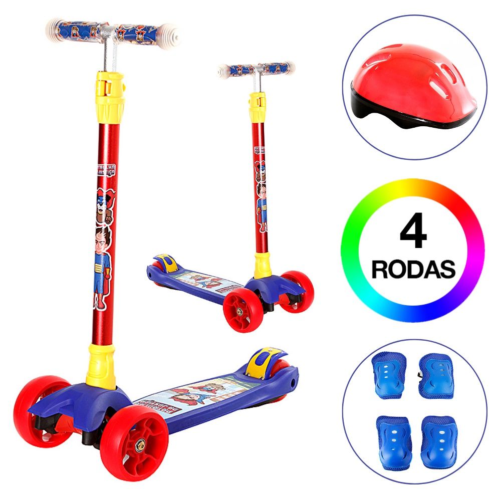 Brinquedo De Crianças Patinete Azul De Carros De Corrida em