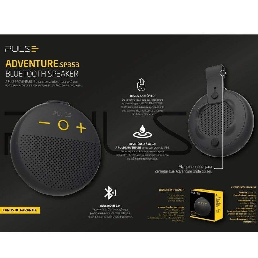 Sp353 Bluetooth Caixa de Som Bluetooth Pulse Adventure 10w SP353 - Ciclone Magazine ...