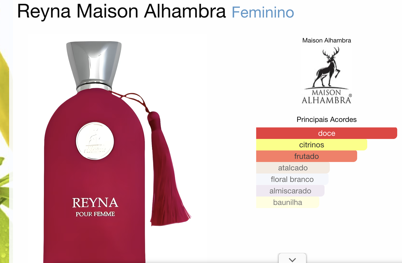 MAISON ALHAMBRA REYNA POUR FEMME EDP 100ML - Beaty Outlet Perfumes  Importados