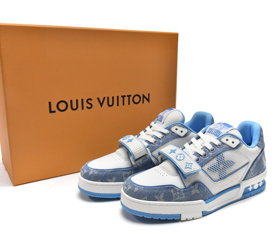 Tênis Louis Vuitton Trainer Blue Cloth Surface - Rabello Store