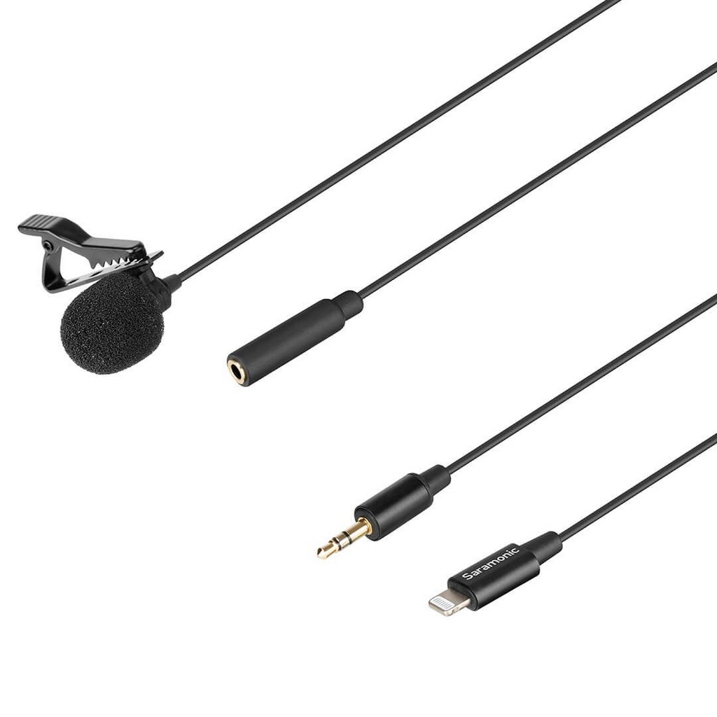 Microfone de lapela ultracompacto com clip e conector Lightning I Loja ...