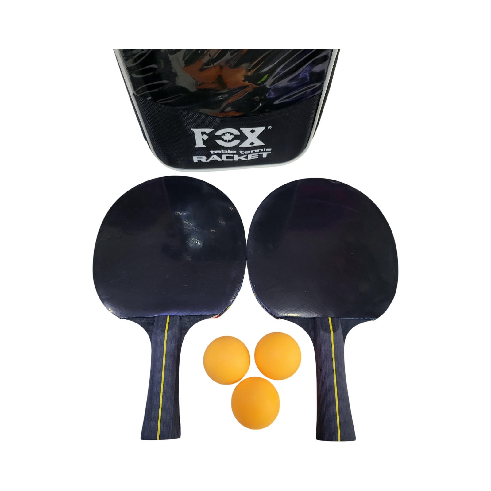 Raquete Tênis de Mesa FOX 4 Estrelas Kit 2 Raq. + 3 Bolas com Bolsa AX ...