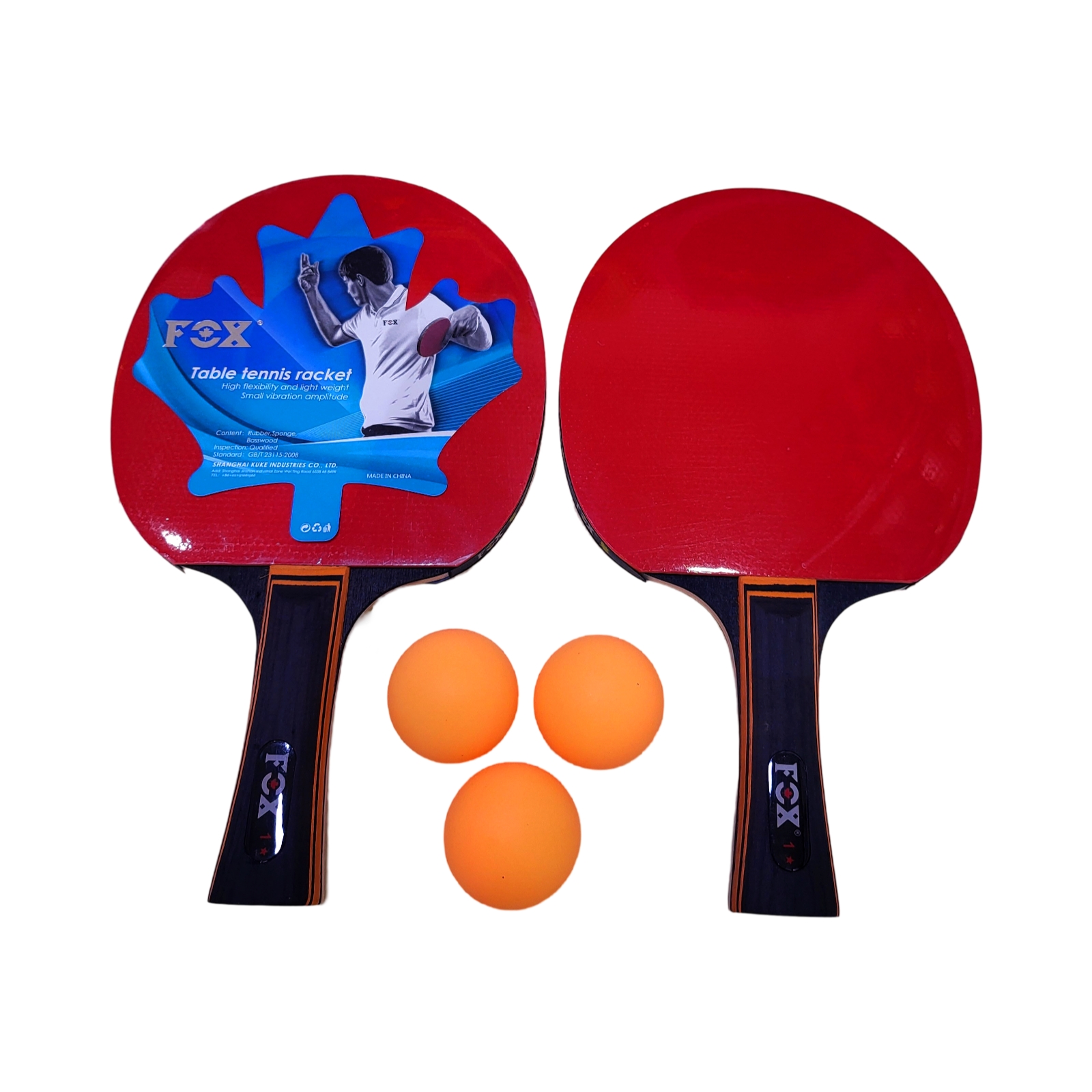 Raquete Tênis de Mesa FOX 1 Estrela Kit 2 Raq. +3 Bolas AX 623 ...